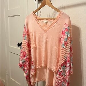 POL Peach Floral Blouse